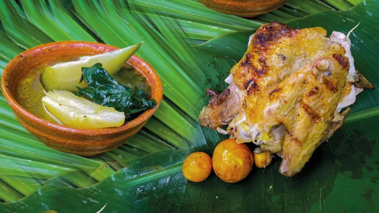 Caldo de gallina criollacon hoja de chaya